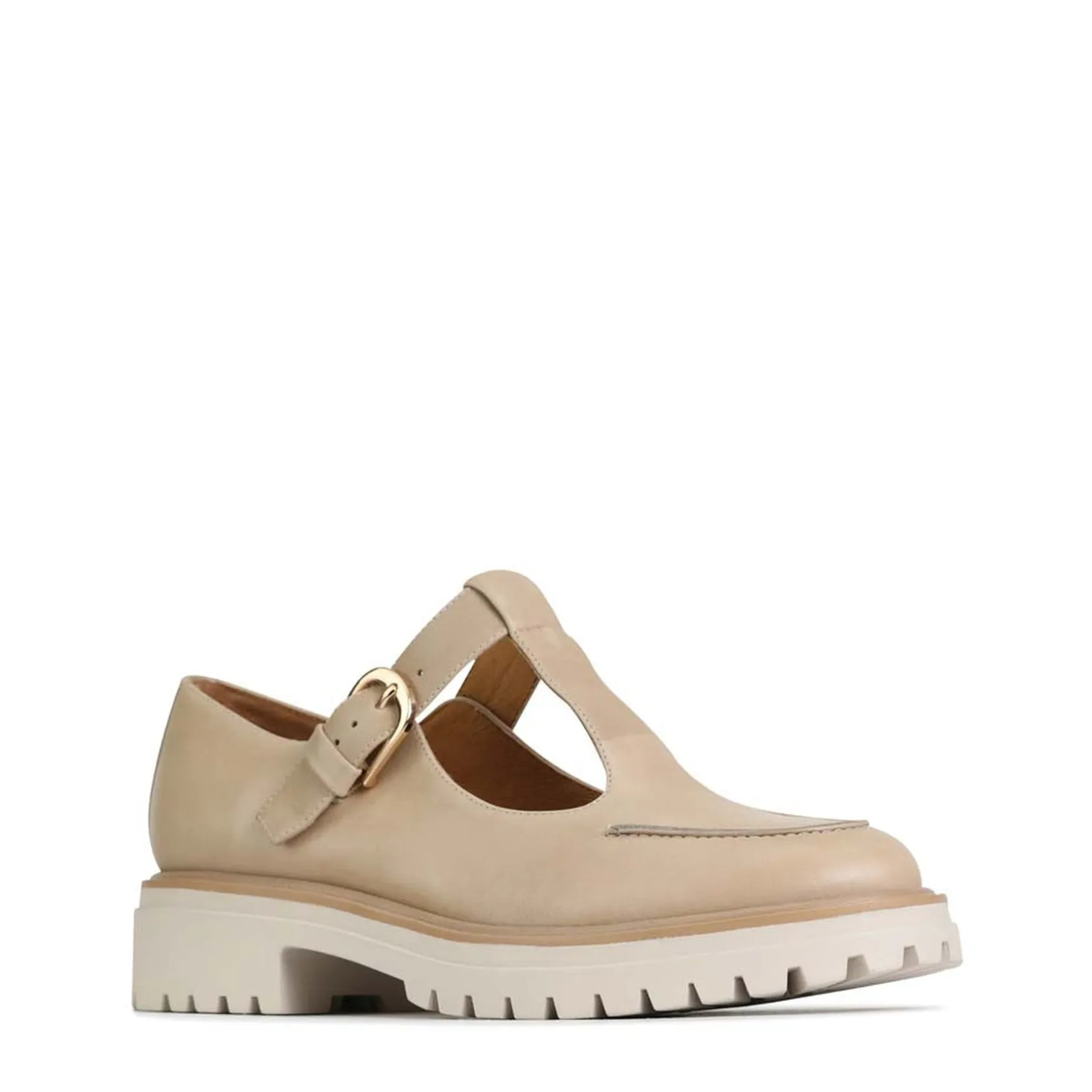 EOS Footwear Loafer Heels>ANJA T-BAR LOAFERS LEATHER Ecru