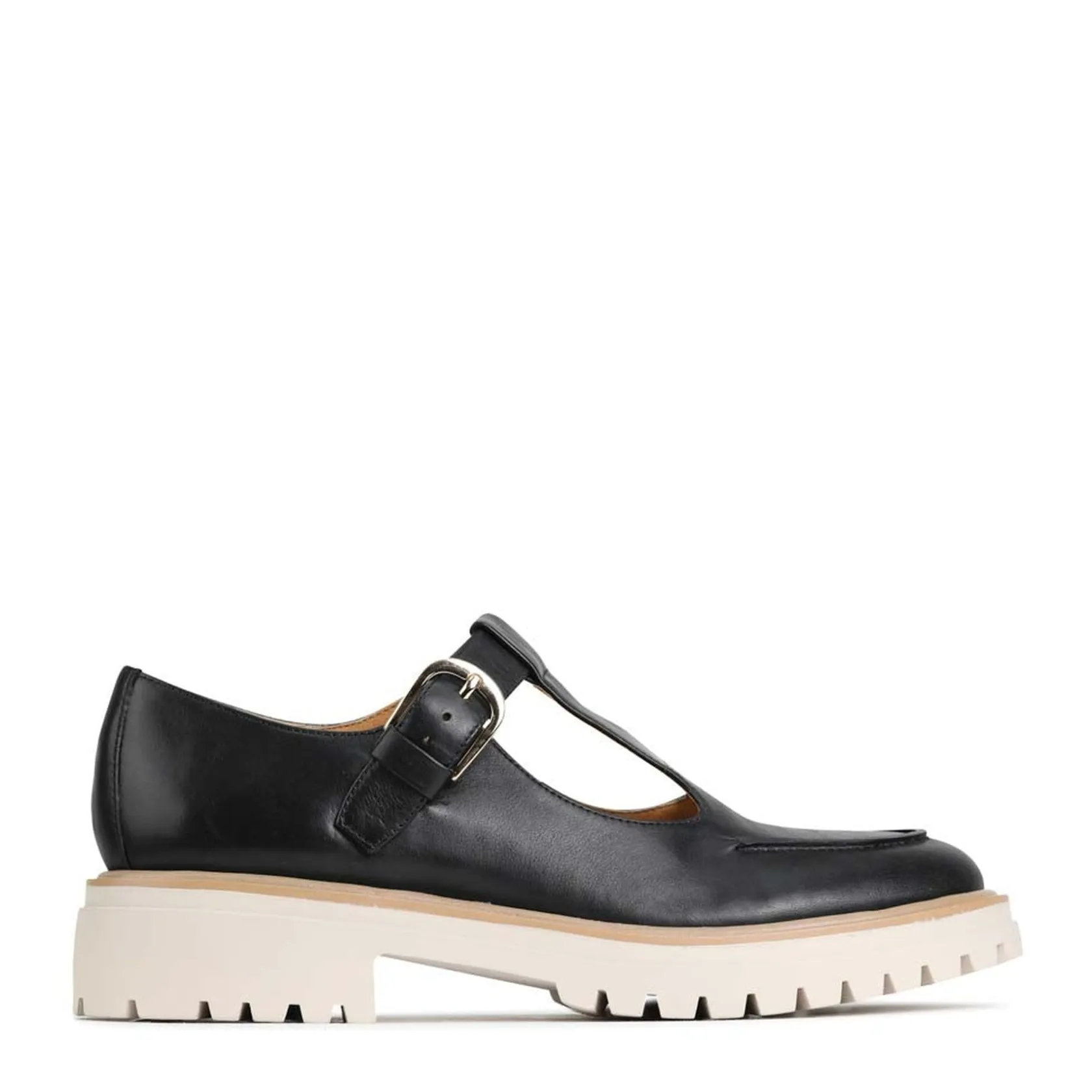 EOS Footwear Loafer Heels>ANJA T-BAR LOAFERS LEATHER Ecru