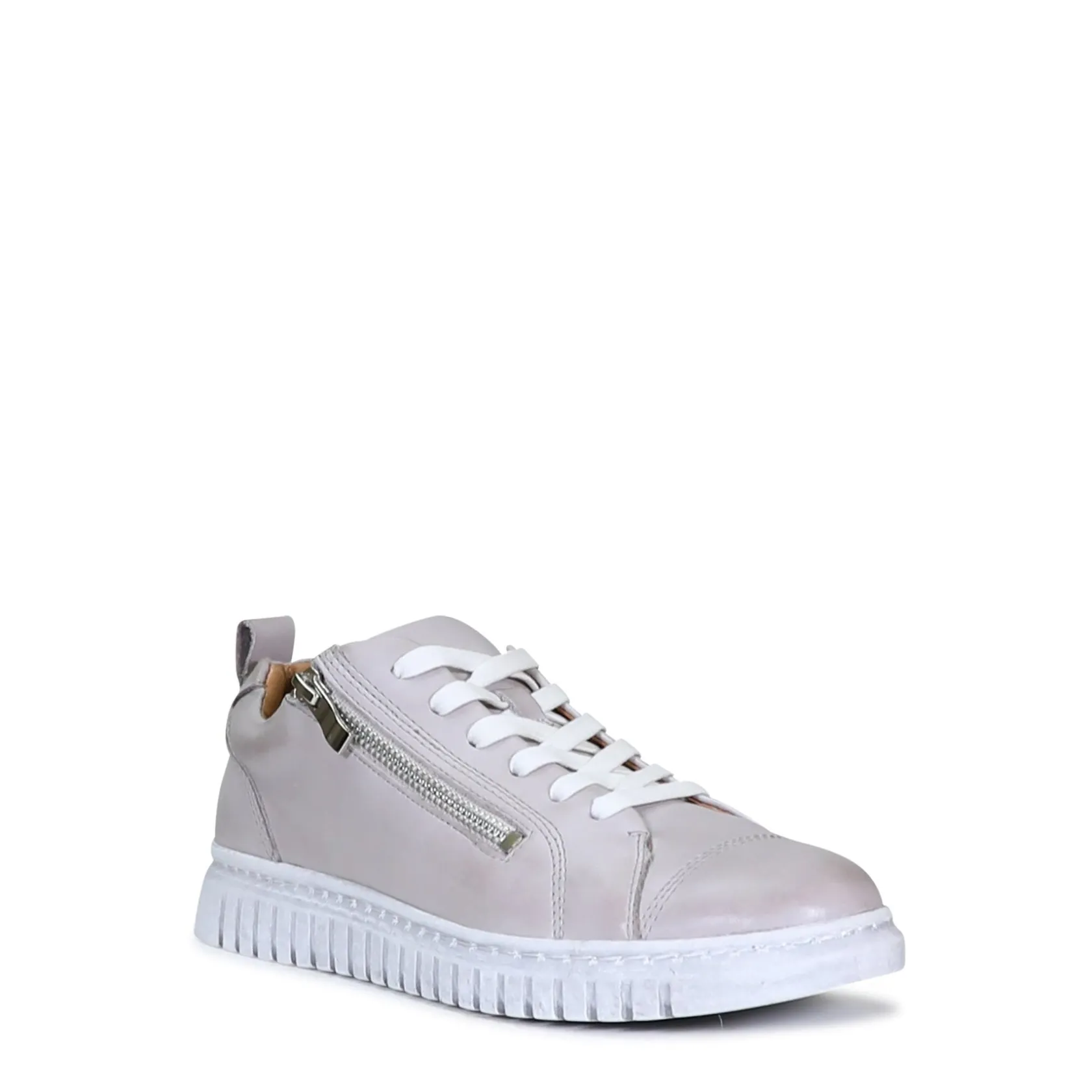 EOS Footwear Flat Sneakers>CLARENCE LOW-TOP ZIPPER SNEAKER LEATHER