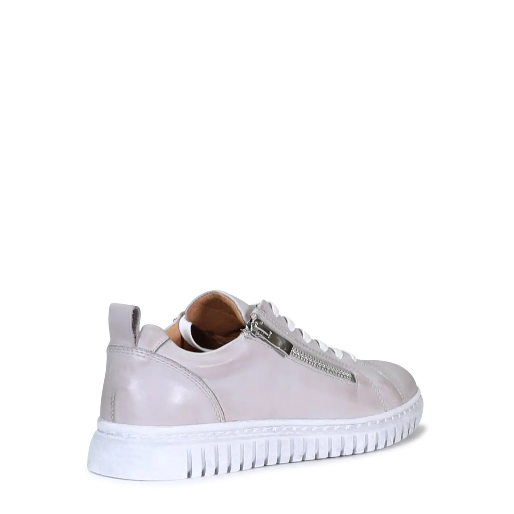 EOS Footwear Flat Sneakers>CLARENCE LOW-TOP ZIPPER SNEAKER LEATHER