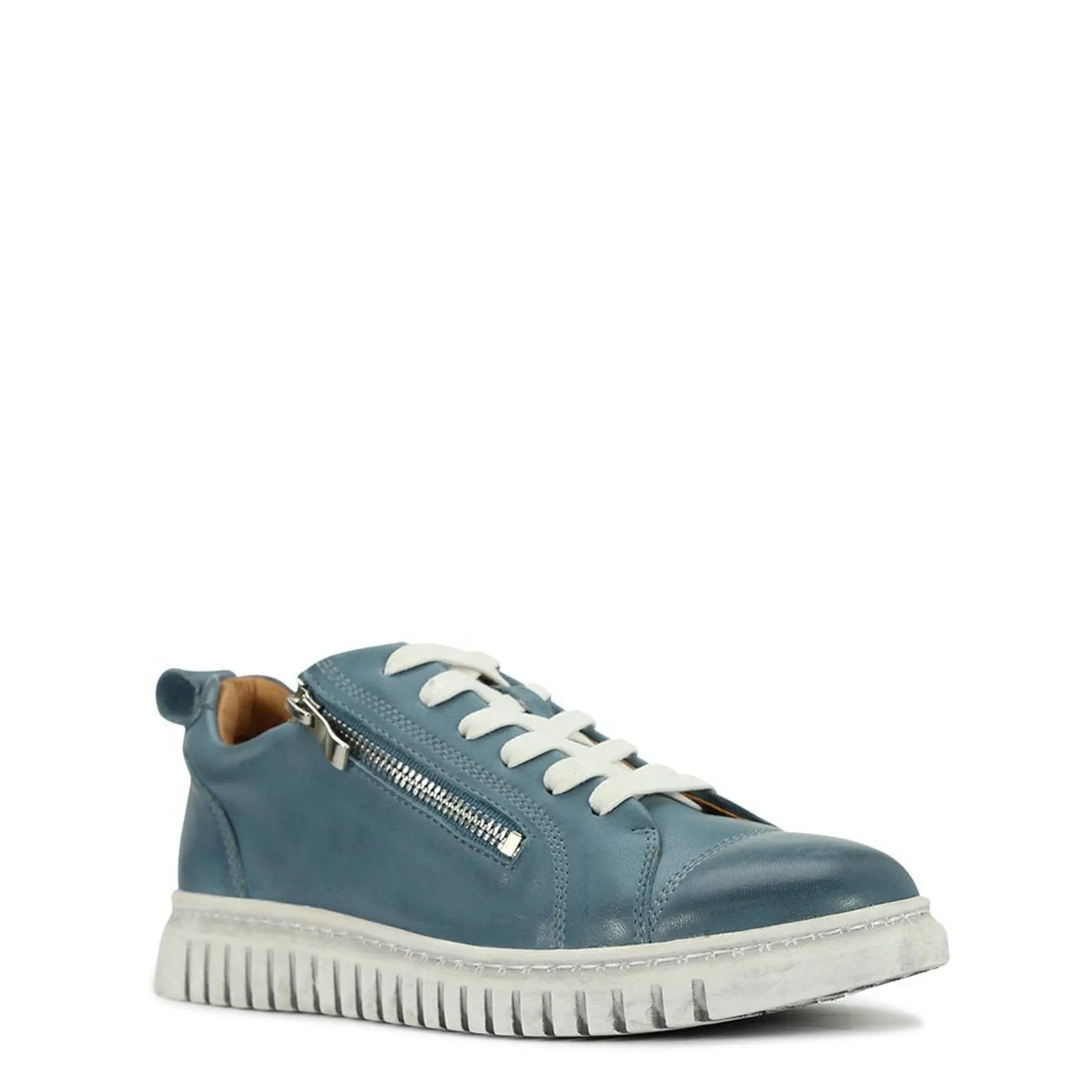 EOS Footwear Flat Sneakers>CLARENCE LOW-TOP ZIPPER SNEAKER LEATHER