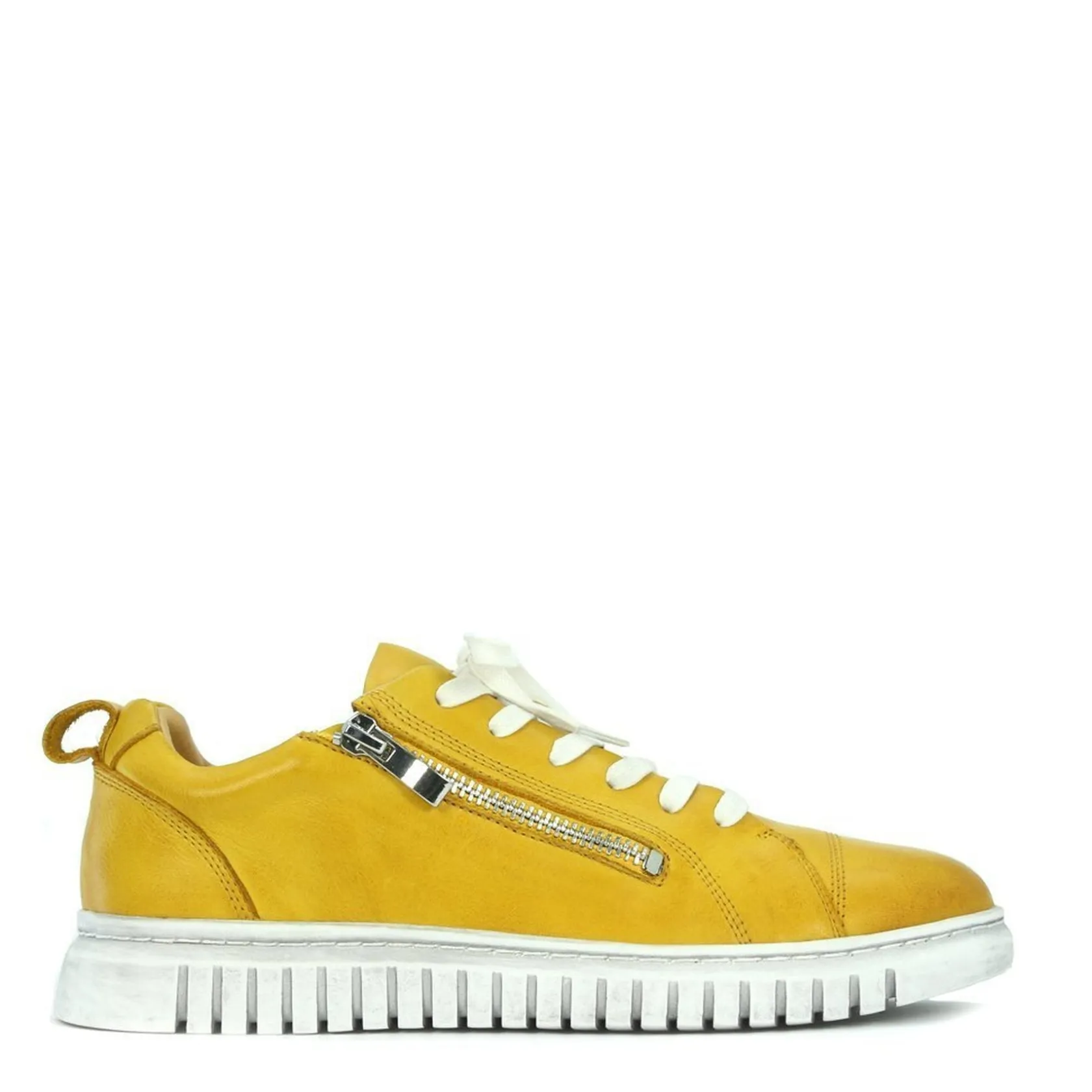 EOS Footwear Flat Sneakers>CLARENCE LOW-TOP ZIPPER SNEAKER LEATHER