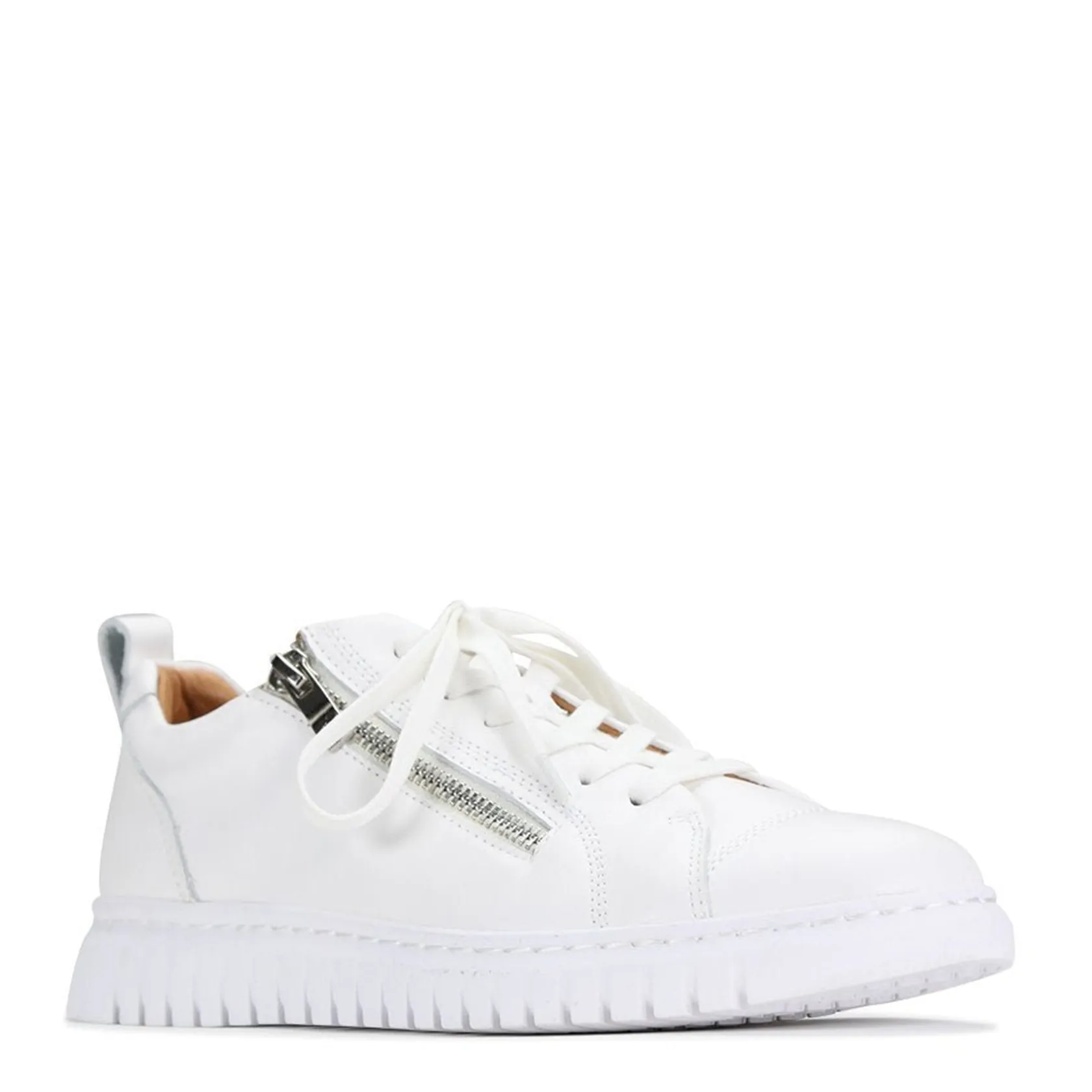 EOS Footwear Flat Sneakers>CLARENCE LOW-TOP ZIPPER SNEAKER LEATHER