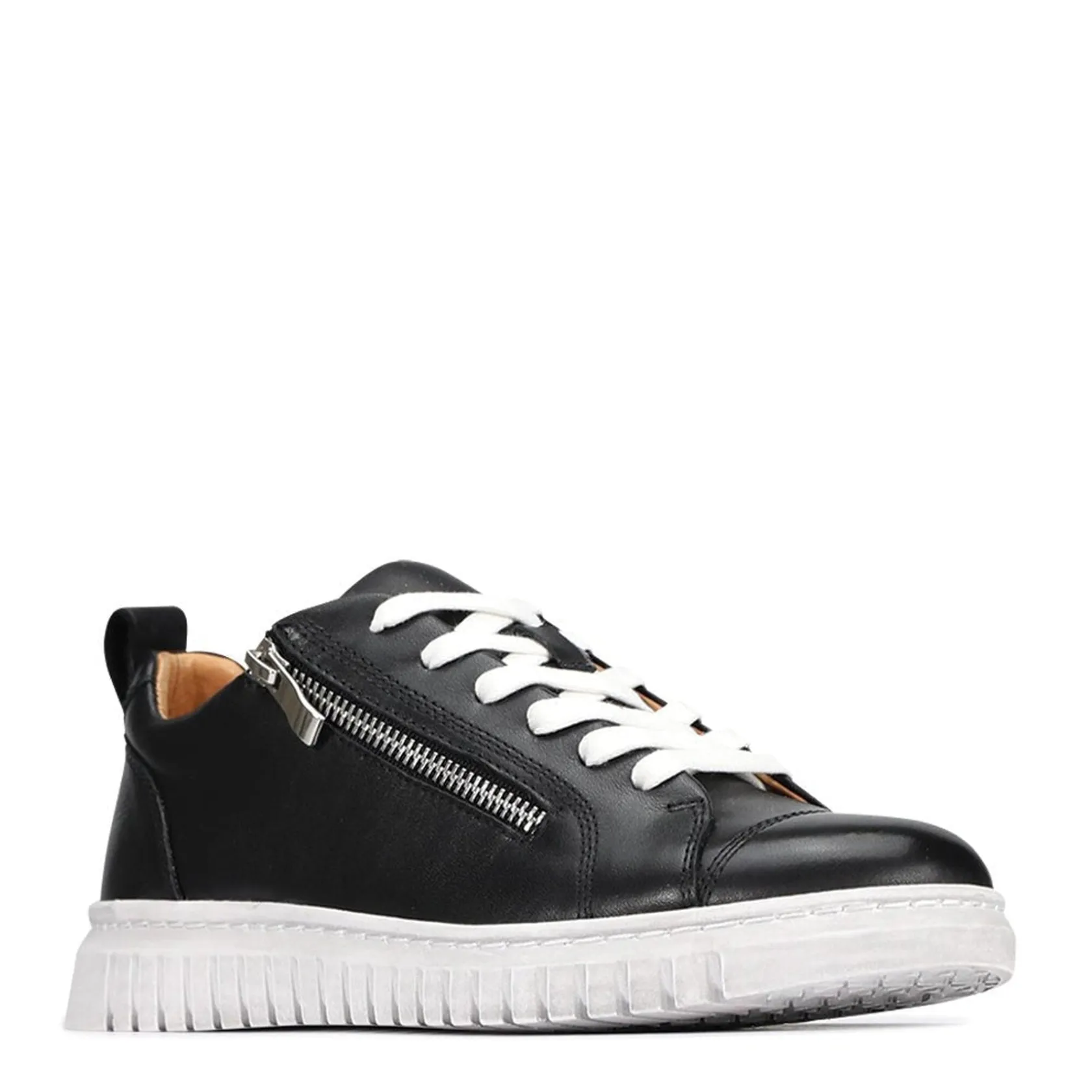 EOS Footwear Flat Sneakers>CLARENCE LOW-TOP ZIPPER SNEAKER LEATHER