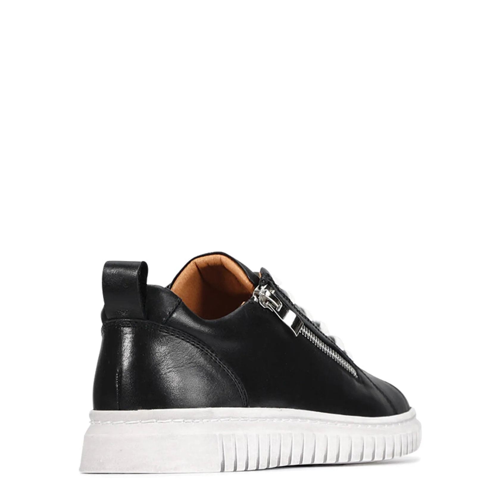 EOS Footwear Flat Sneakers>CLARENCE LOW-TOP ZIPPER SNEAKER LEATHER