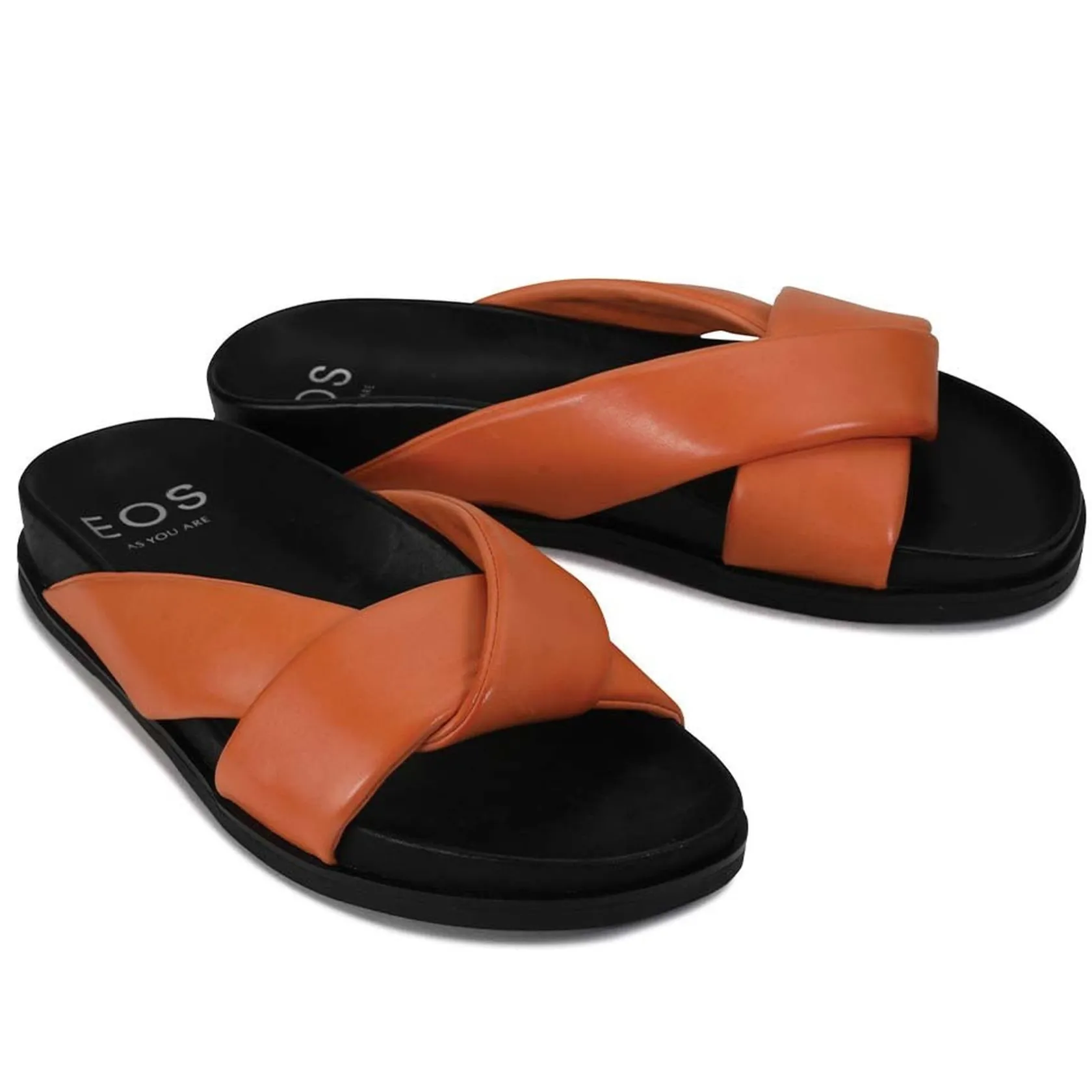 EOS Footwear Ballet Flats & Loafer|Slides>CROSS LEATHER SLIDE SANDALS