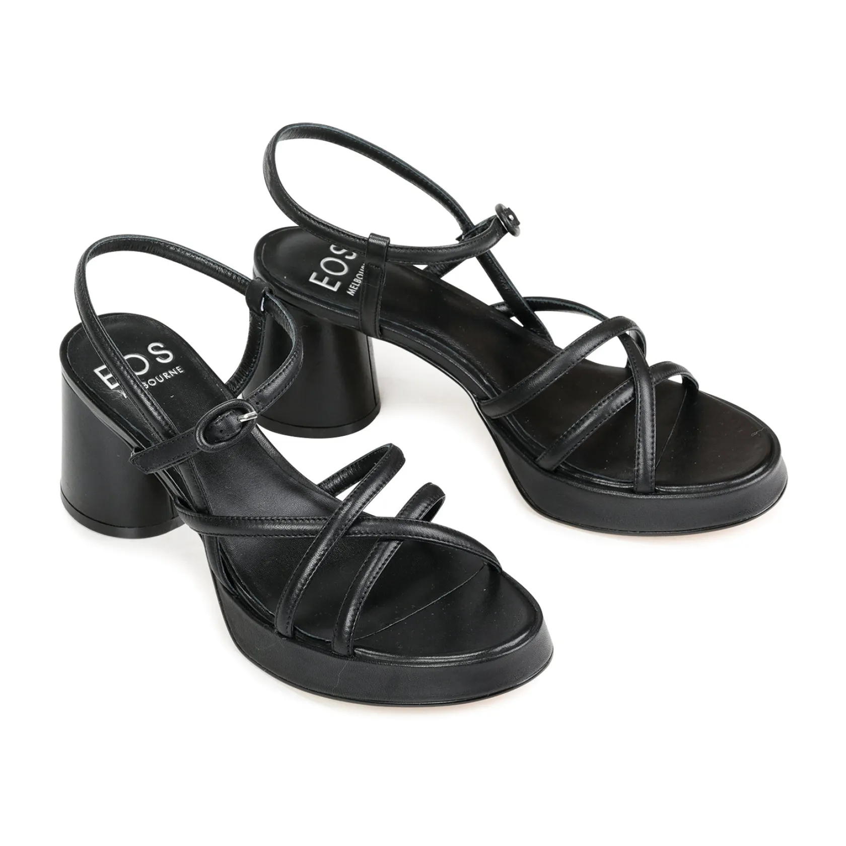 EOS Footwear Block Heels|Heeled Sandals>DORIANO LEATHER HEEL SANDALS