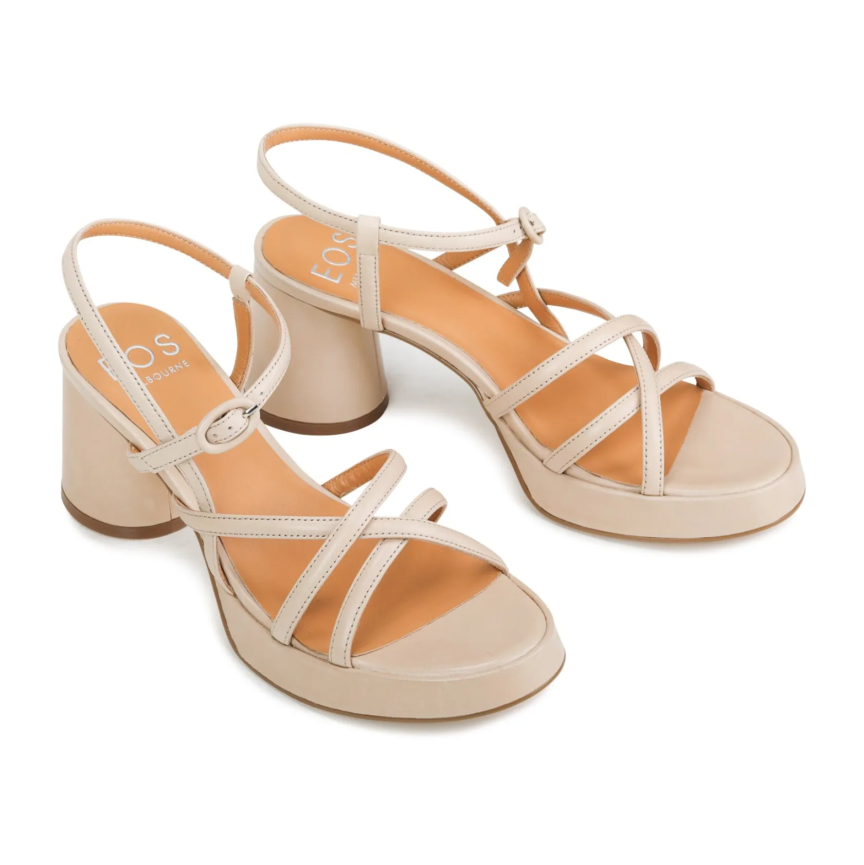 EOS Footwear Block Heels|Heeled Sandals>DORIANO LEATHER HEEL SANDALS