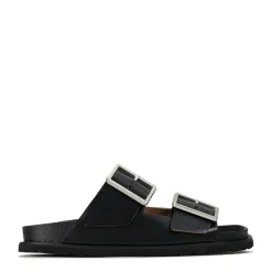 EOS Footwear Ballet Flats & Loafer|Slides>FLOREN LEATHER SLIDE SANDALS Black