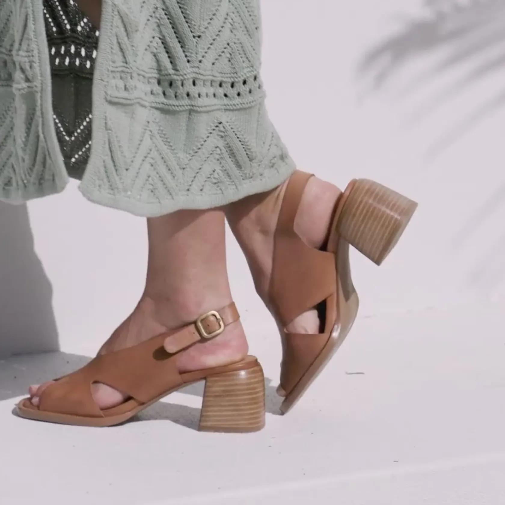 EOS Footwear Block Heels|Heeled Sandals>ISADORA LEATHER BLOCK HEEL SANDALS