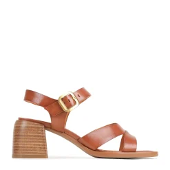 EOS Footwear Block Heels|Heeled Sandals>ISOKEN LEATHER BLOCK HEEL SANDALS
