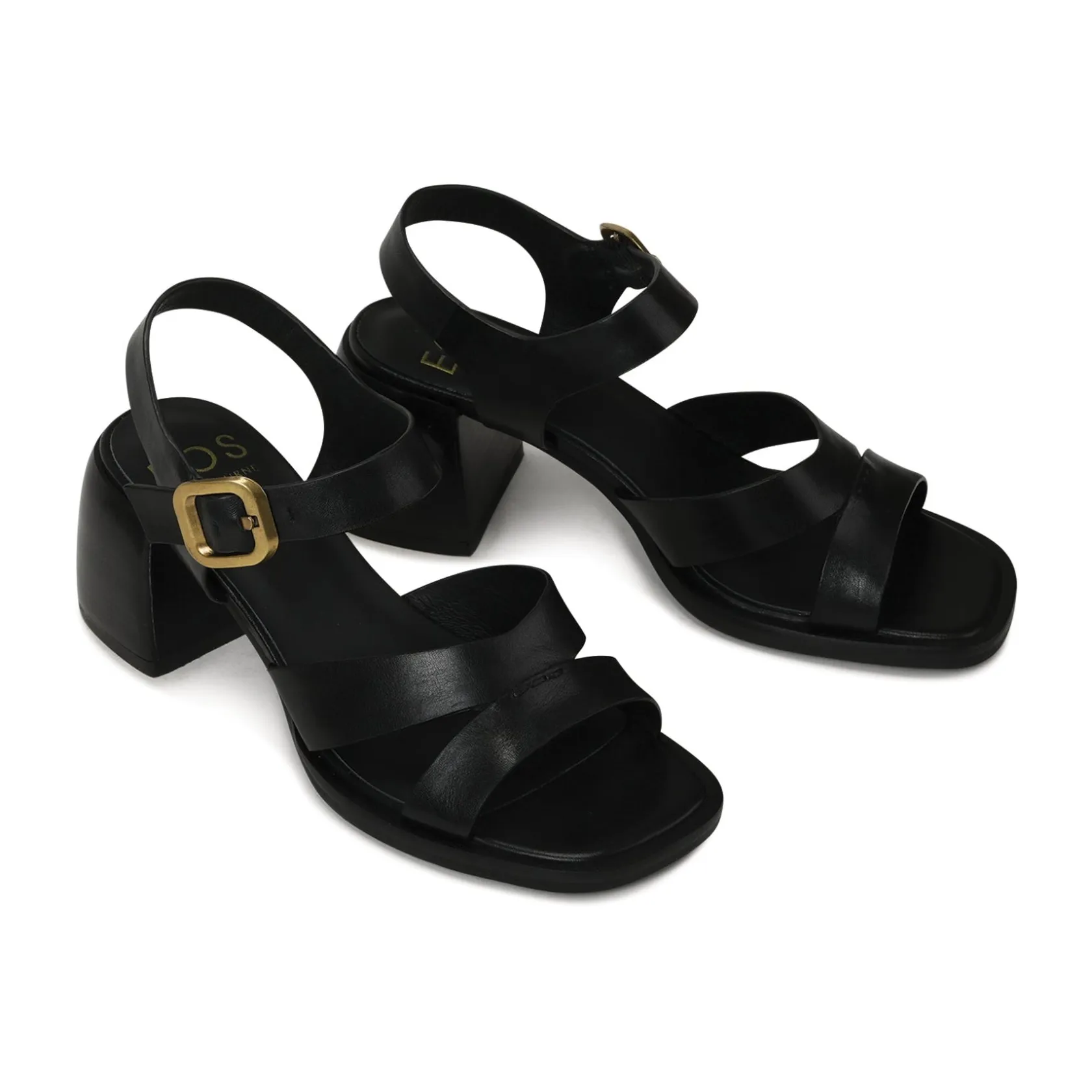 EOS Footwear Block Heels|Heeled Sandals>ISOKEN LEATHER BLOCK HEEL SANDALS