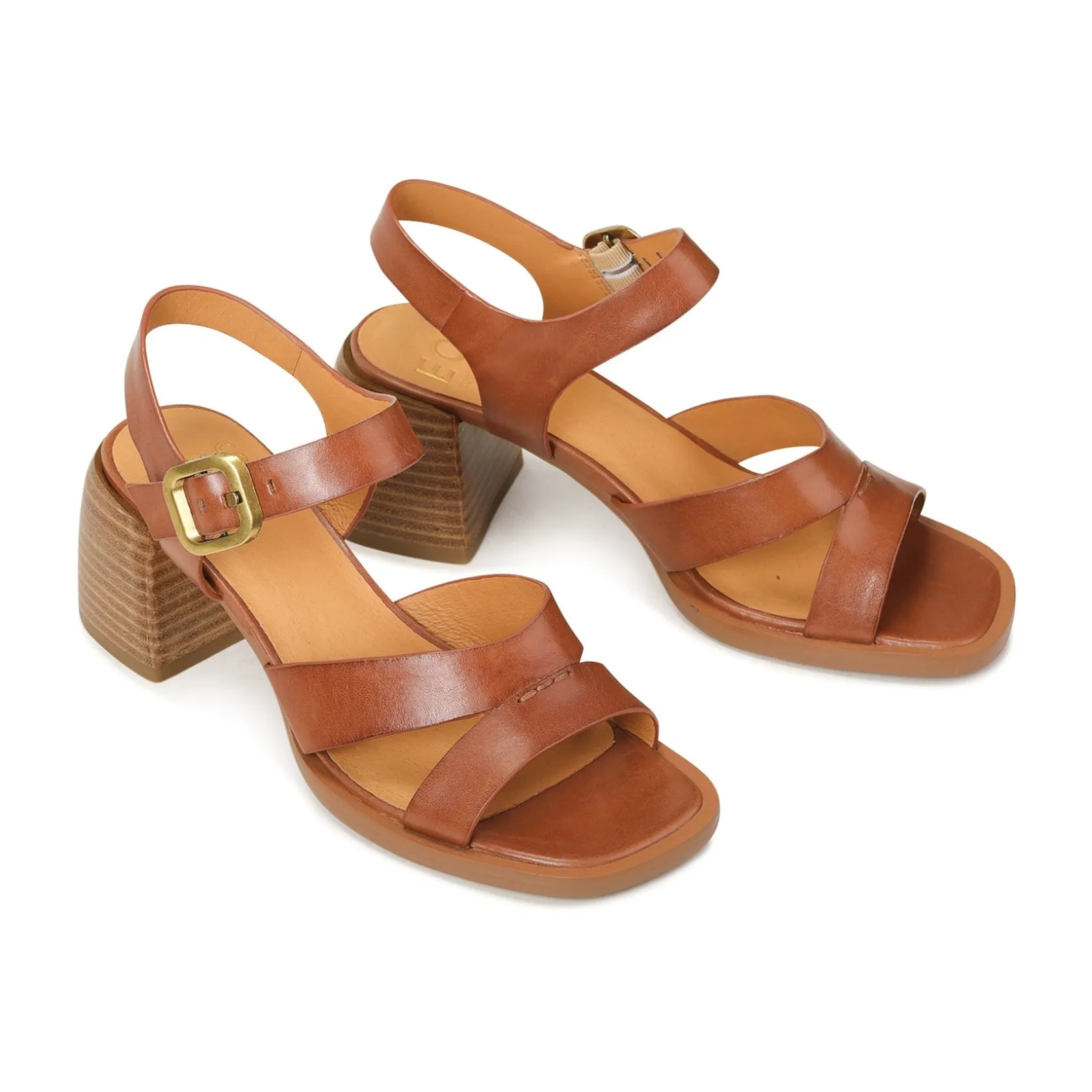 EOS Footwear Block Heels|Heeled Sandals>ISOKEN LEATHER BLOCK HEEL SANDALS