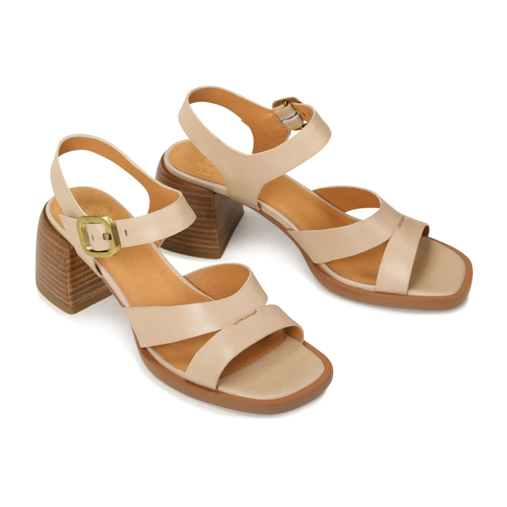EOS Footwear Block Heels|Heeled Sandals>ISOKEN LEATHER BLOCK HEEL SANDALS