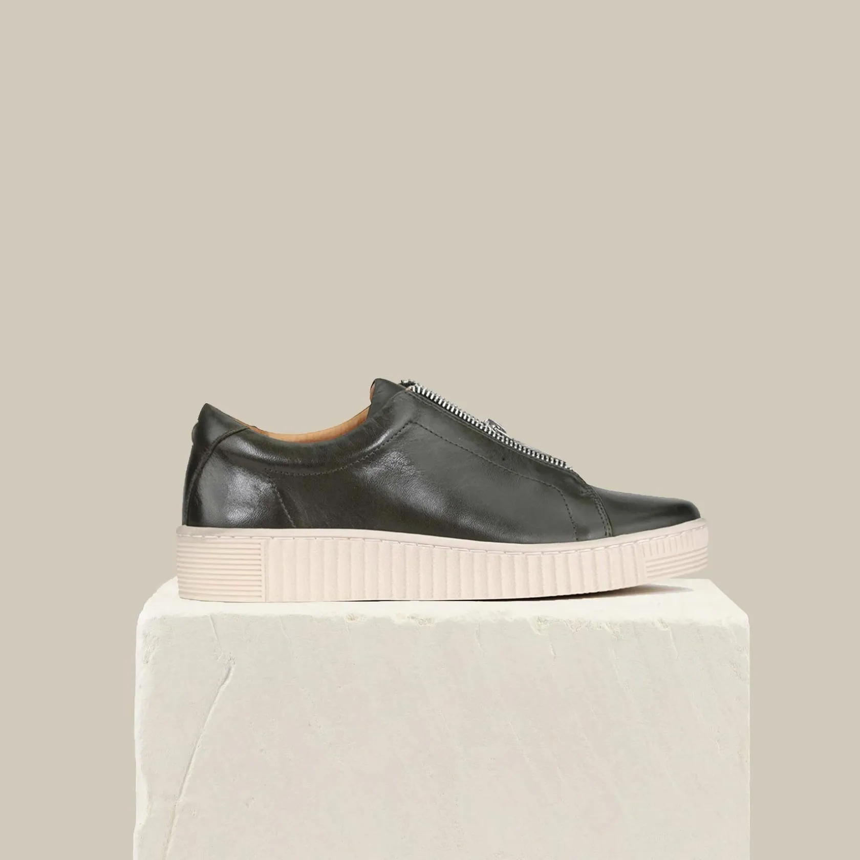 EOS Footwear Flat Sneakers>JOYA CHUNKY ZIPPER SNEAKERS LEATHER