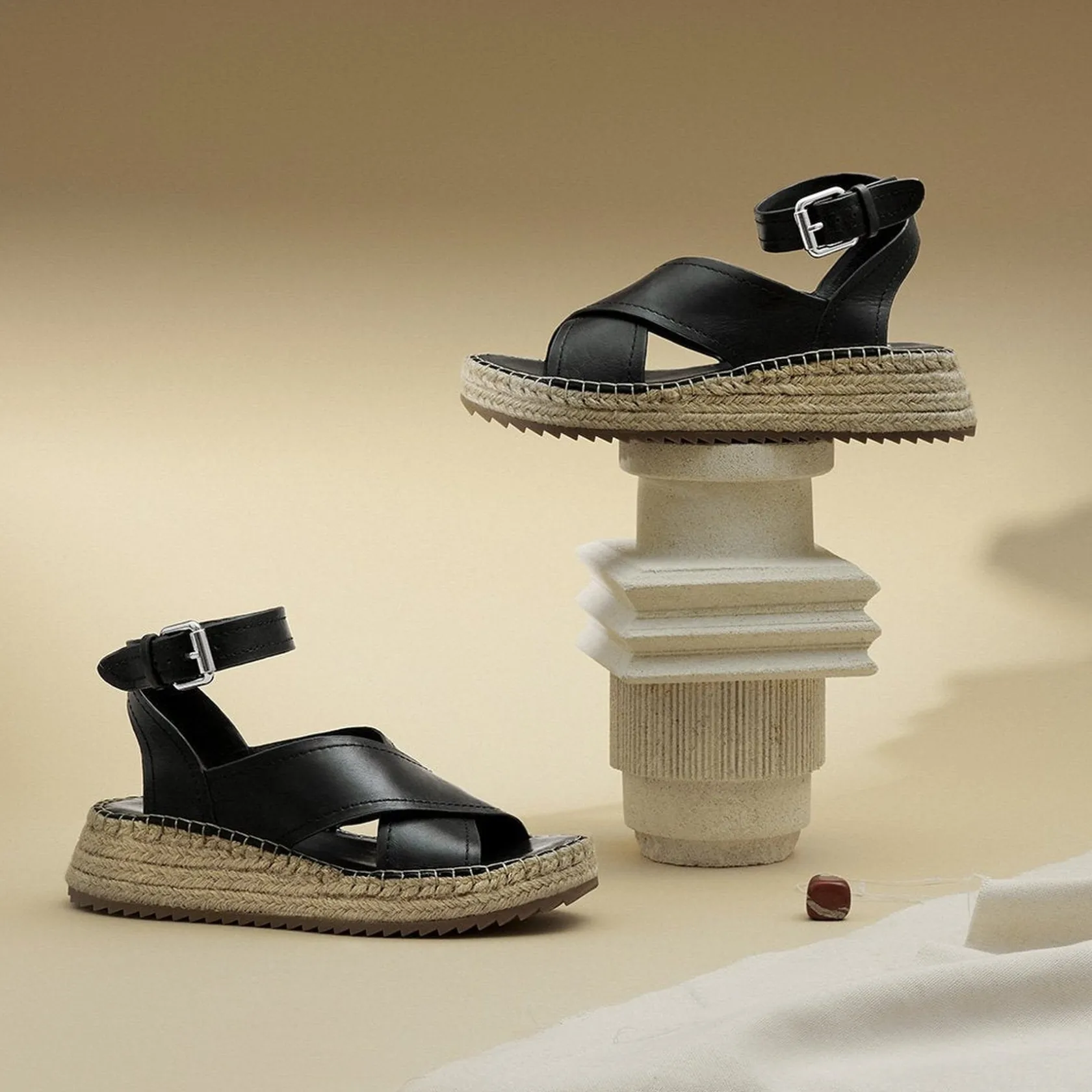 EOS Footwear Wedges & Espadrilles>LARAX LEATHER ARCHIVE SANDALS