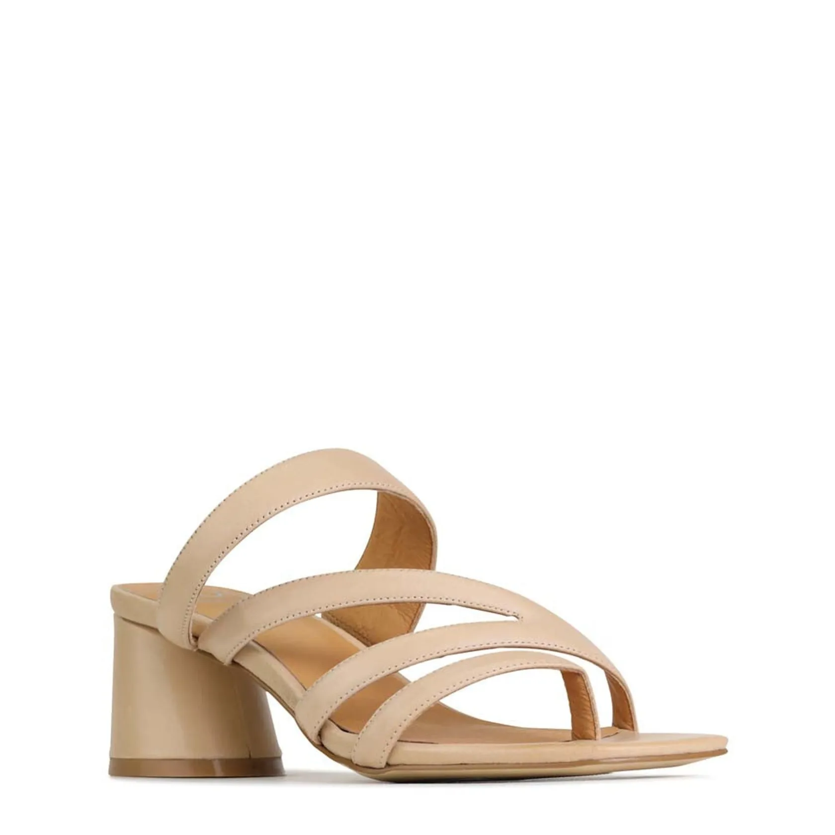 EOS Footwear Block Heels|Heeled Sandals>PERRI SLIP-ON HEEL SANDALS LEATHER