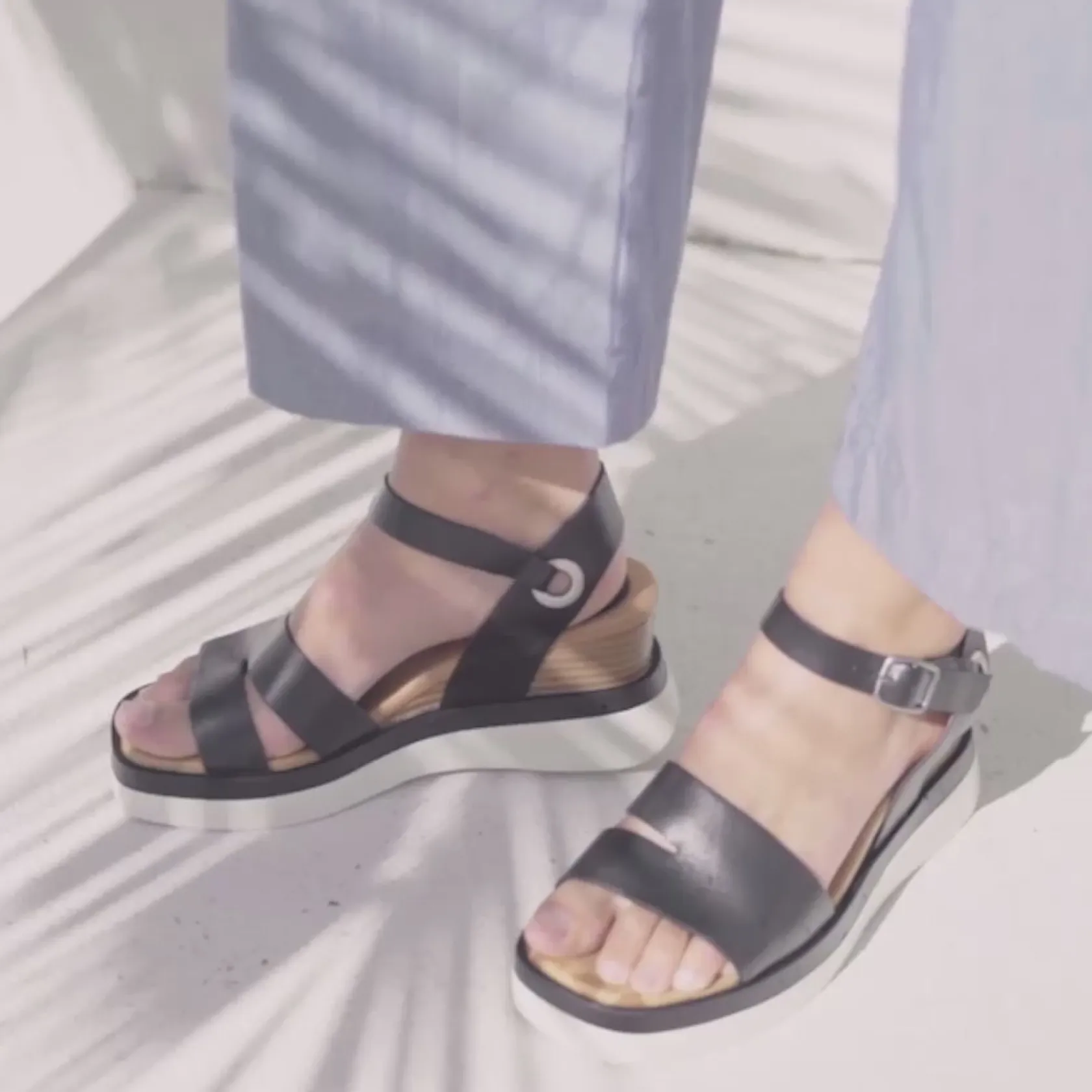 EOS Footwear Wedges & Espadrilles|Heeled Sandals>SASKIA STRAP WEDGE SANDALS LEATHER