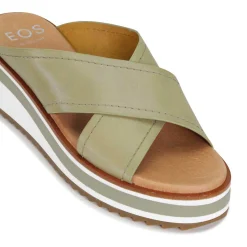 EOS Footwear Wedges & Espadrilles|Heeled Sandals>SPORT LEATHER CROSSOVER SLIDE SANDAL