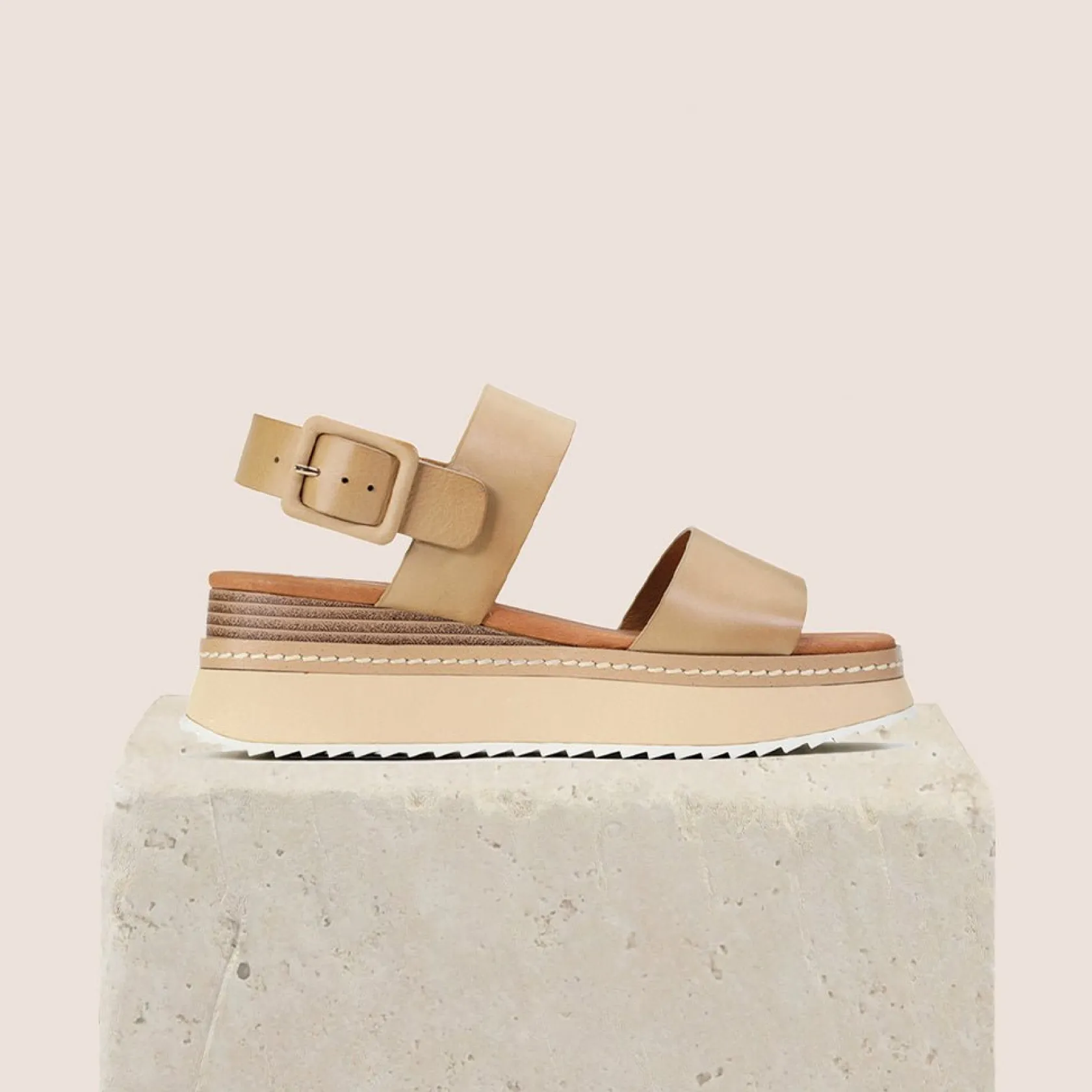 EOS Footwear Wedges & Espadrilles>TONAL LEATHER WEDGE SANDAL